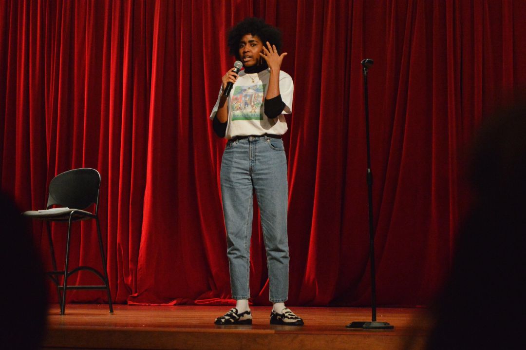 Ayo Edibiri at NYU&rsquo;s Comedy Show put on by Program Board Lectures Committee Fall 2019